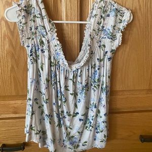Off the shoulder floral shirt